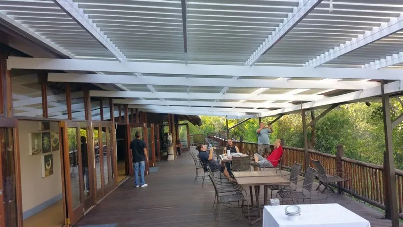 Large awning shading a game lodge terrace